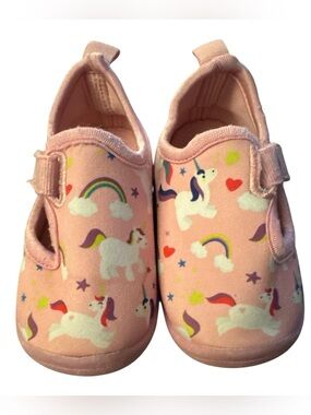 Pink Unicorn Print Toddler Water Shoes with Hook-and-Loop Strap